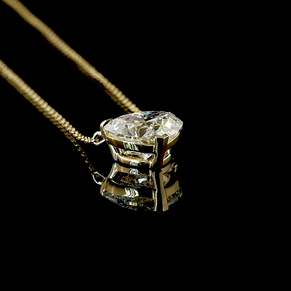 14K Yellow Gold Heart-Shaped Solitaire Pendant with 2.57 Carat Lab-Grown Diamond - IGI Certified F VVS2 - Covaloro Fine Jewelry