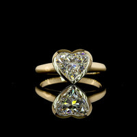 14K Yellow Gold Heart Shaped Solitaire Ring with Bezel Set Lab Diamond - 2.06 Carat Total Weight, E-F Color VS1 Clarity - Covaloro Fine Jewelry