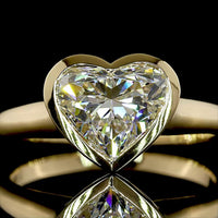 14K Yellow Gold Heart Shaped Solitaire Ring with Bezel Set Lab Diamond - 2.06 Carat Total Weight, E-F Color VS1 Clarity - Covaloro Fine Jewelry