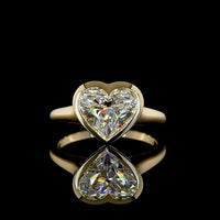 14K Yellow Gold Heart-Shaped Solitaire Ring with Bezel-Set Lab-Grown Diamond - 2.51 Carat Total Weight, E-F Color VS1 Clarity - Covaloro Fine Jewelry