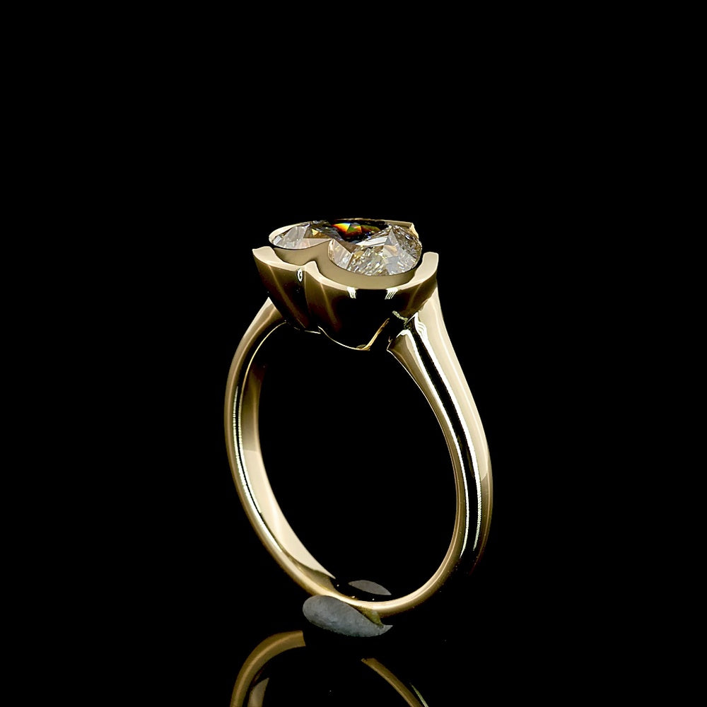 14K Yellow Gold Heart-Shaped Solitaire Ring with Bezel-Set Lab-Grown Diamond - 2.51 Carat Total Weight, E-F Color VS1 Clarity - Covaloro Fine Jewelry