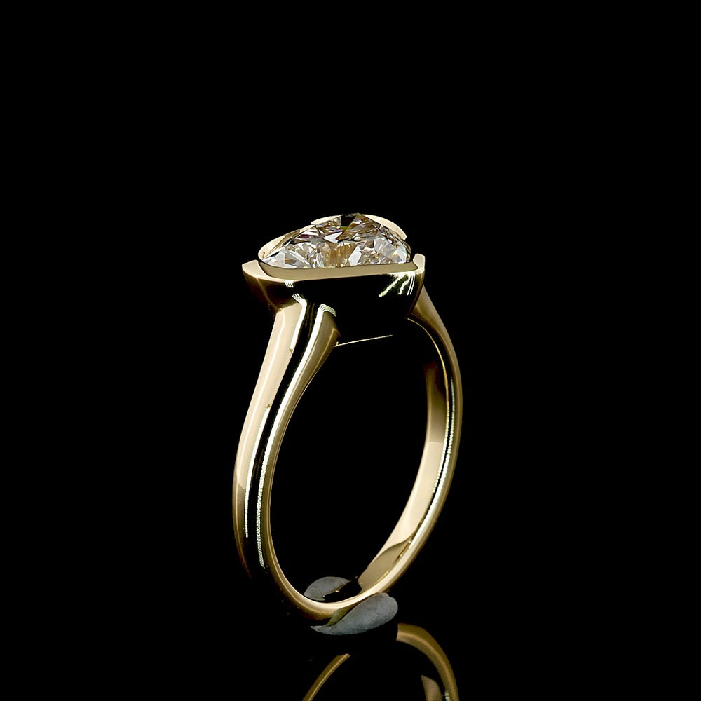 14K Yellow Gold Heart-Shaped Solitaire Ring with Bezel-Set Lab-Grown Diamond - 2.51 Carat Total Weight, E-F Color VS1 Clarity - Covaloro Fine Jewelry