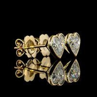 14K Yellow Gold Heart Shaped Stud Earrings with Bezel Set Lab Grown Diamonds - 2.07 Carat Total Weight - Covaloro Fine Jewelry