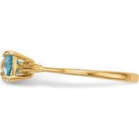 14K Yellow Gold Heart-Shaped Swiss Blue Topaz Bow Ring - 10mm Total Stone Size by Oro Pregiato