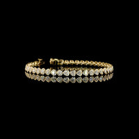 14K Yellow Gold Heart-Shaped Tennis Bracelet with East-West Bezel Set Lab Diamonds - 5.46 Carat Total Diamond Weight - Covaloro Fine Jewelry