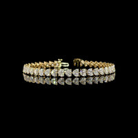 14K Yellow Gold Heart Shaped Tennis Bracelet with East-West Set Lab Diamonds - 12.85 Carat Total Diamond Weight - Covaloro Fine Jewelry