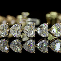 14K Yellow Gold Heart Shaped Tennis Bracelet with East-West Set Lab Diamonds - 12.85 Carat Total Diamond Weight - Covaloro Fine Jewelry