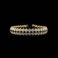 14K Yellow Gold Heart Shaped Tennis Bracelet with East-West Set Lab-Grown Diamonds - 11.30 Carat Total Diamond Weight, E-F Color VS1 Clarity - Covaloro Fine Jewelry
