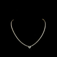 14K Yellow Gold Heart-Shaped Tennis Necklace with 2.07 Carats Center and 9.95 Carats Total Lab Diamonds - E-F VS1 - Covaloro Fine Jewelry