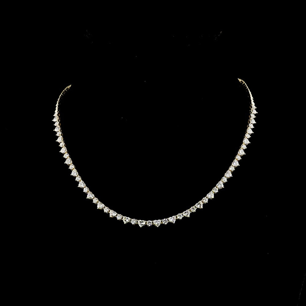 14K Yellow Gold Heart-Shaped Tennis Necklace with Lab-Grown Heart and Round Diamonds - 7.36 Carats Total Diamond Weight - Covaloro Fine Jewelry