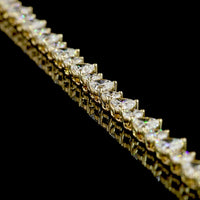 14K Yellow Gold Heart-Shaped Tennis Necklace with Lab-Grown Heart and Round Diamonds - 7.36 Carats Total Diamond Weight - Covaloro Fine Jewelry