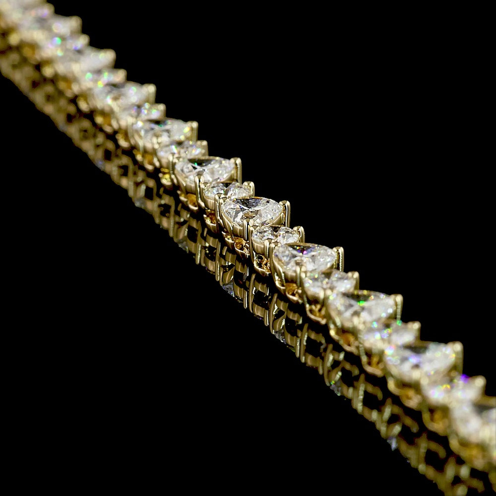 14K Yellow Gold Heart-Shaped Tennis Necklace with Lab-Grown Heart and Round Diamonds - 7.36 Carats Total Diamond Weight - Covaloro Fine Jewelry
