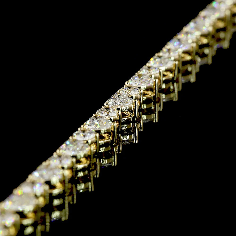 14K Yellow Gold Heart-Shaped Tennis Necklace with Lab-Grown Heart and Round Diamonds - 7.36 Carats Total Diamond Weight - Covaloro Fine Jewelry