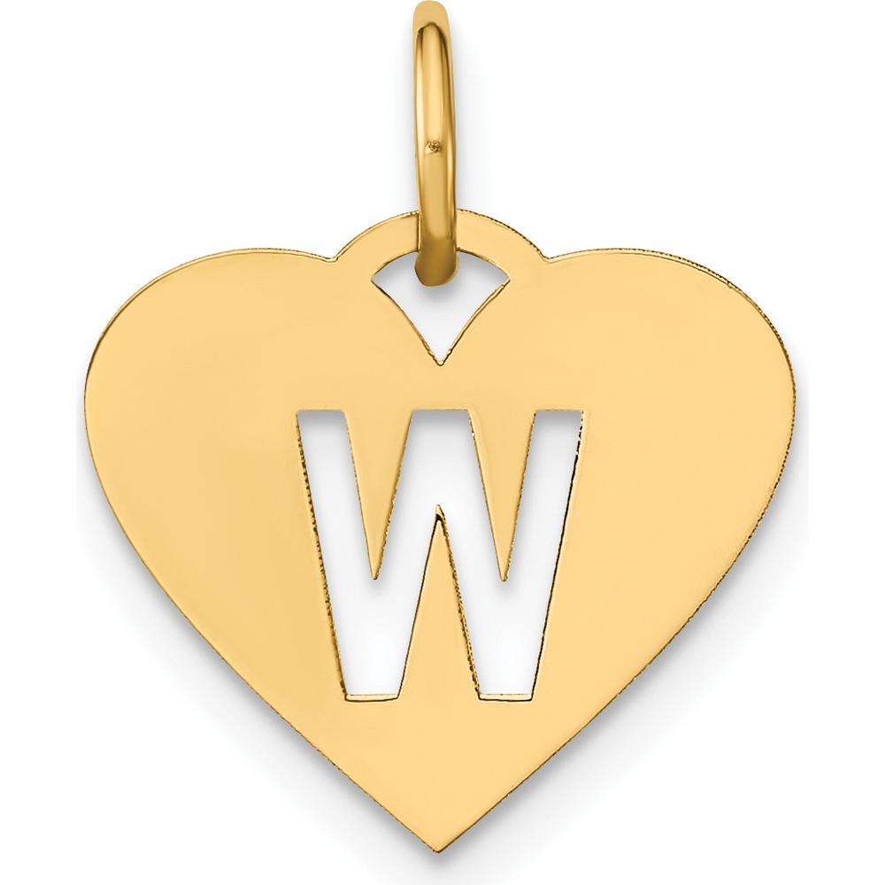 14K Yellow Gold Heart-Shaped W Initial Charm Pendant - Personalized Jewelry Piece by Oro Pregiato