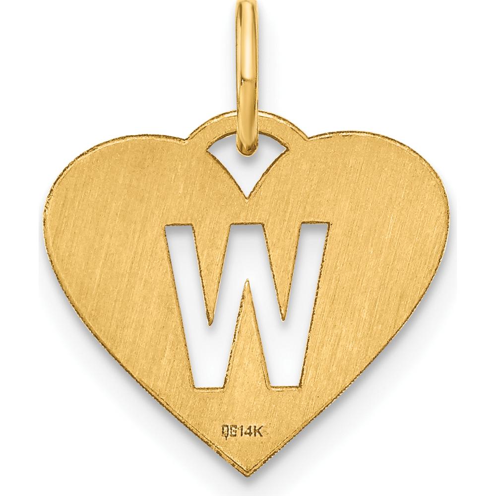 14K Yellow Gold Heart-Shaped W Initial Charm Pendant - Personalized Jewelry Piece by Oro Pregiato