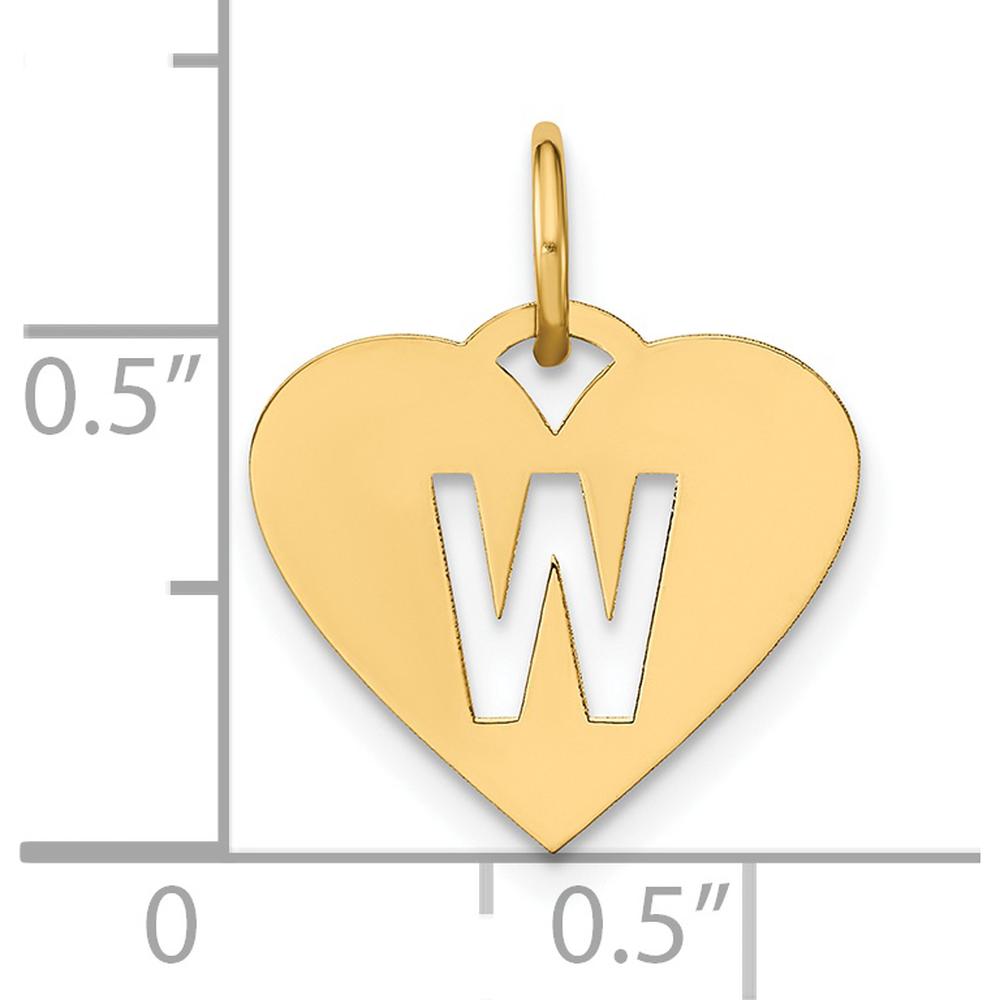 14K Yellow Gold Heart-Shaped W Initial Charm Pendant - Personalized Jewelry Piece by Oro Pregiato