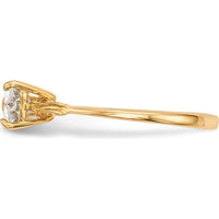 14K Yellow Gold Heart-Shaped White Topaz Bow Ring - 2x5mm Stones by Oro Pregiato
