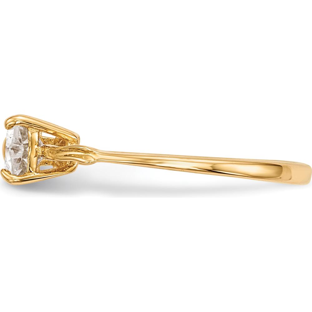14K Yellow Gold Heart-Shaped White Topaz Bow Ring - 2x5mm Stones by Oro Pregiato