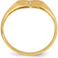 14K Yellow Gold Heart Signet Ring with 0.01 Carat Round Diamond by 0
