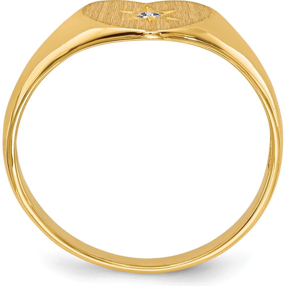 14K Yellow Gold Heart Signet Ring with 0.01 Carat Round Diamond by 0