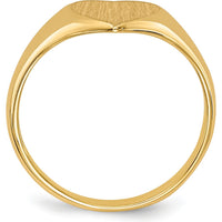 14K Yellow Gold Heart Signet Ring with Polished & Brushed Finish - Custom Engravable by 0