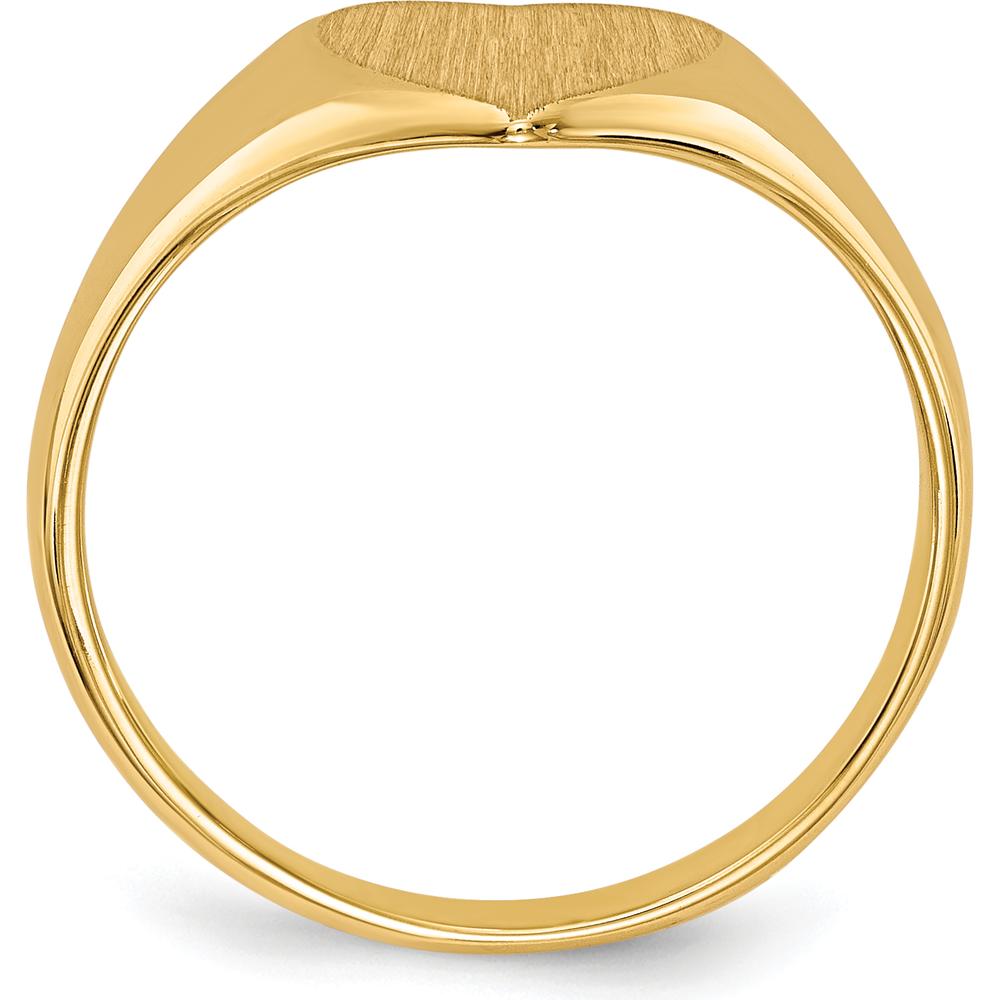14K Yellow Gold Heart Signet Ring with Polished & Brushed Finish - Custom Engravable by 0