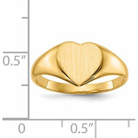 14K Yellow Gold Heart Signet Ring with Polished & Brushed Finish - Custom Engravable by 0