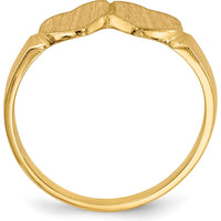 14K Yellow Gold Heart Signet Ring with Polished and Brushed Satin Finish by 0
