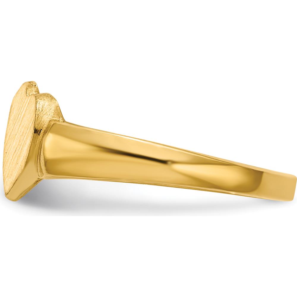 14K Yellow Gold Heart Signet Ring with Polished and Brushed Satin Finish by 0