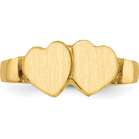 14K Yellow Gold Heart Signet Ring with Polished and Brushed Satin Finish by 0