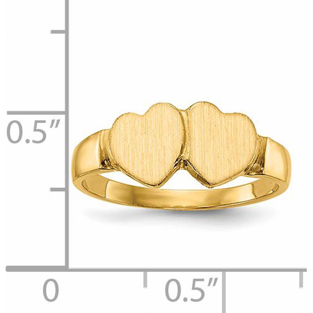14K Yellow Gold Heart Signet Ring with Polished and Brushed Satin Finish by 0