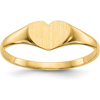 14K Yellow Gold Heart Signet Ring with Satin and Polished Finish by 0