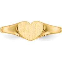 14K Yellow Gold Heart Signet Ring with Satin and Polished Finish by 0