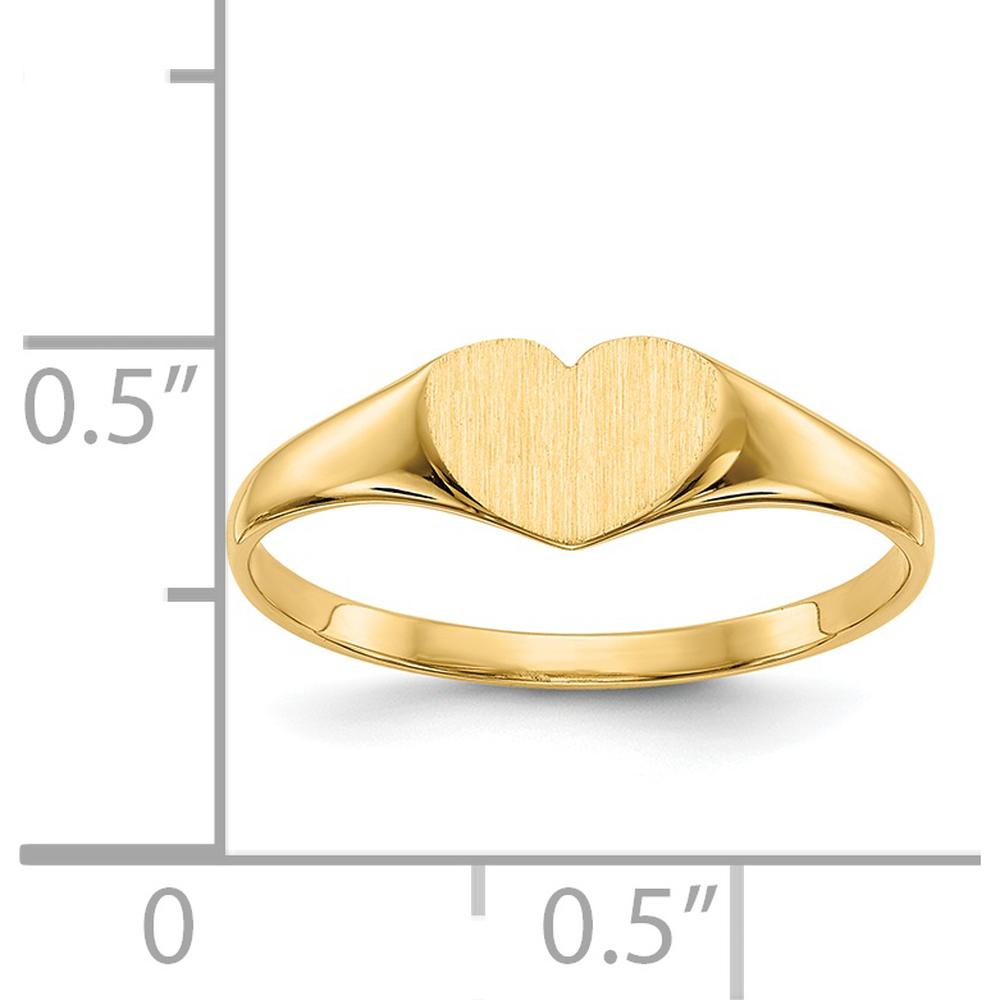 14K Yellow Gold Heart Signet Ring with Satin and Polished Finish by 0
