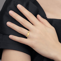 14K Yellow Gold Heart Signet Ring with Satin and Polished Finish by 0