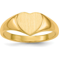 14K Yellow Gold Heart Signet Ring with Satin Finish - 8.5mm x 7.5mm by 0