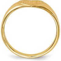 14K Yellow Gold Heart Signet Ring with Satin Finish - 8.5mm x 7.5mm by 0