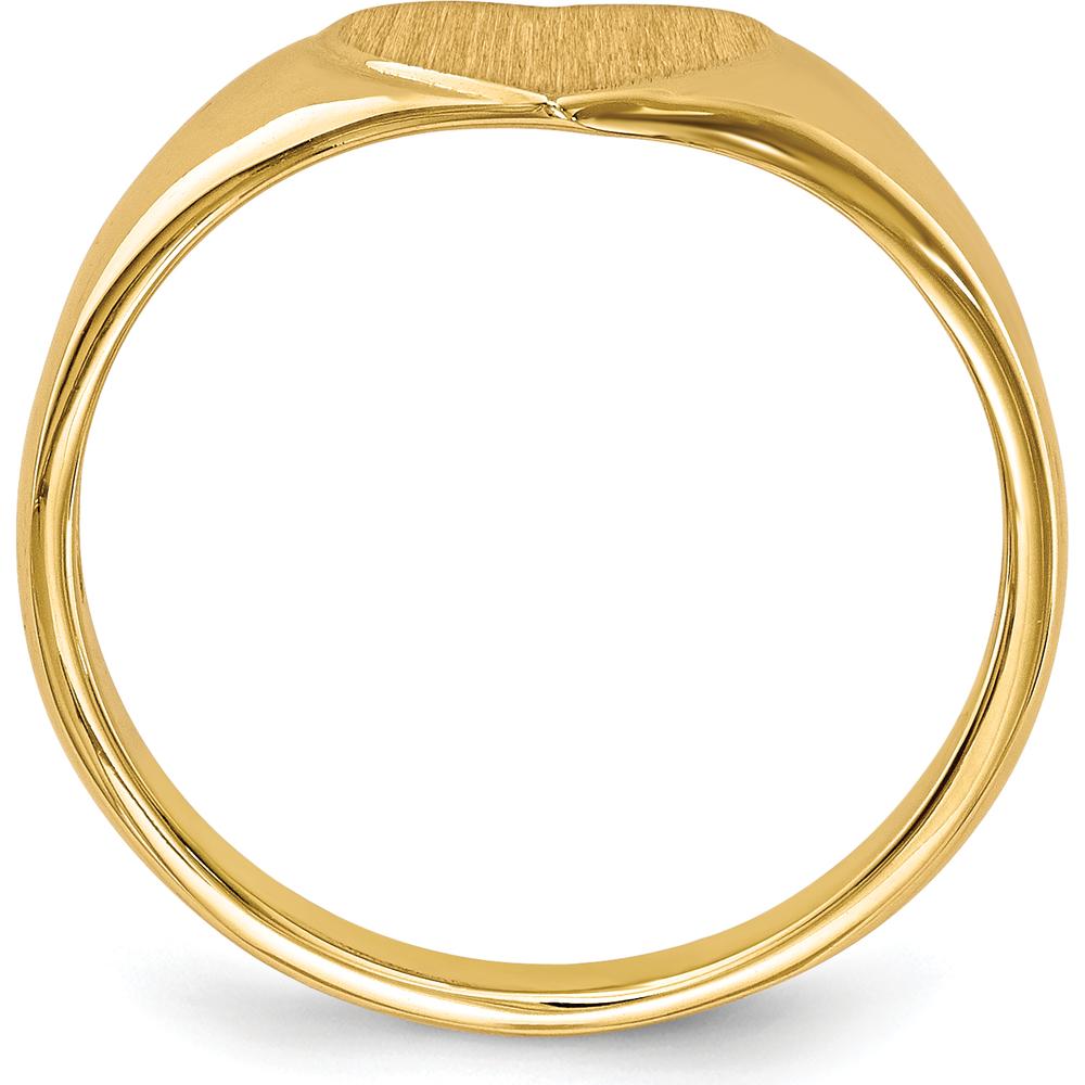 14K Yellow Gold Heart Signet Ring with Satin Finish - 8.5mm x 7.5mm by 0