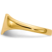 14K Yellow Gold Heart Signet Ring with Satin Finish - 8.5mm x 7.5mm by 0
