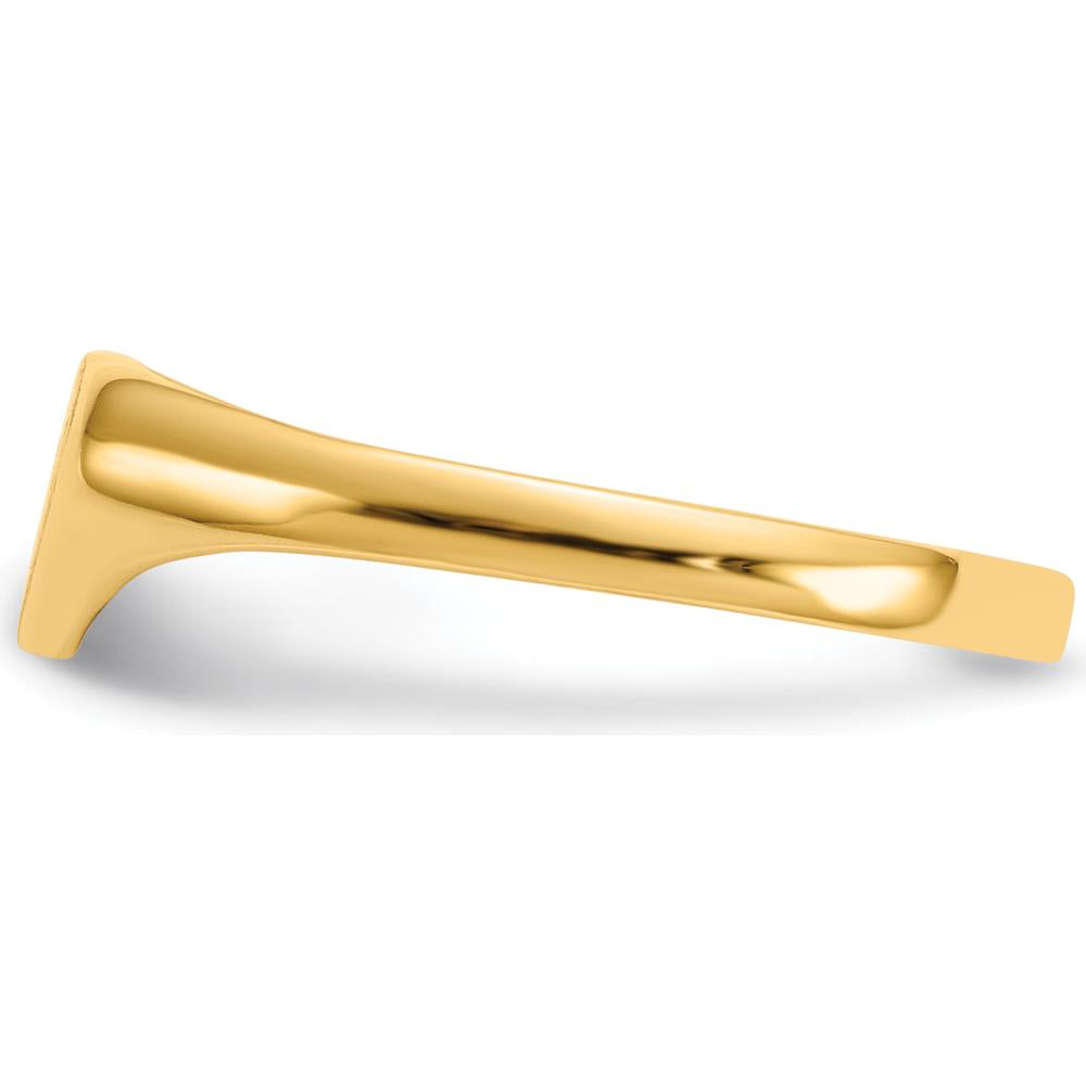 14K Yellow Gold Heart Signet Ring with Satin Finish and Tapered Band by Oro Pregiato