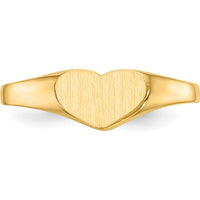 14K Yellow Gold Heart Signet Ring with Satin Finish and Tapered Band by Oro Pregiato