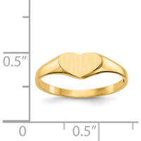 14K Yellow Gold Heart Signet Ring with Satin Finish and Tapered Band by Oro Pregiato