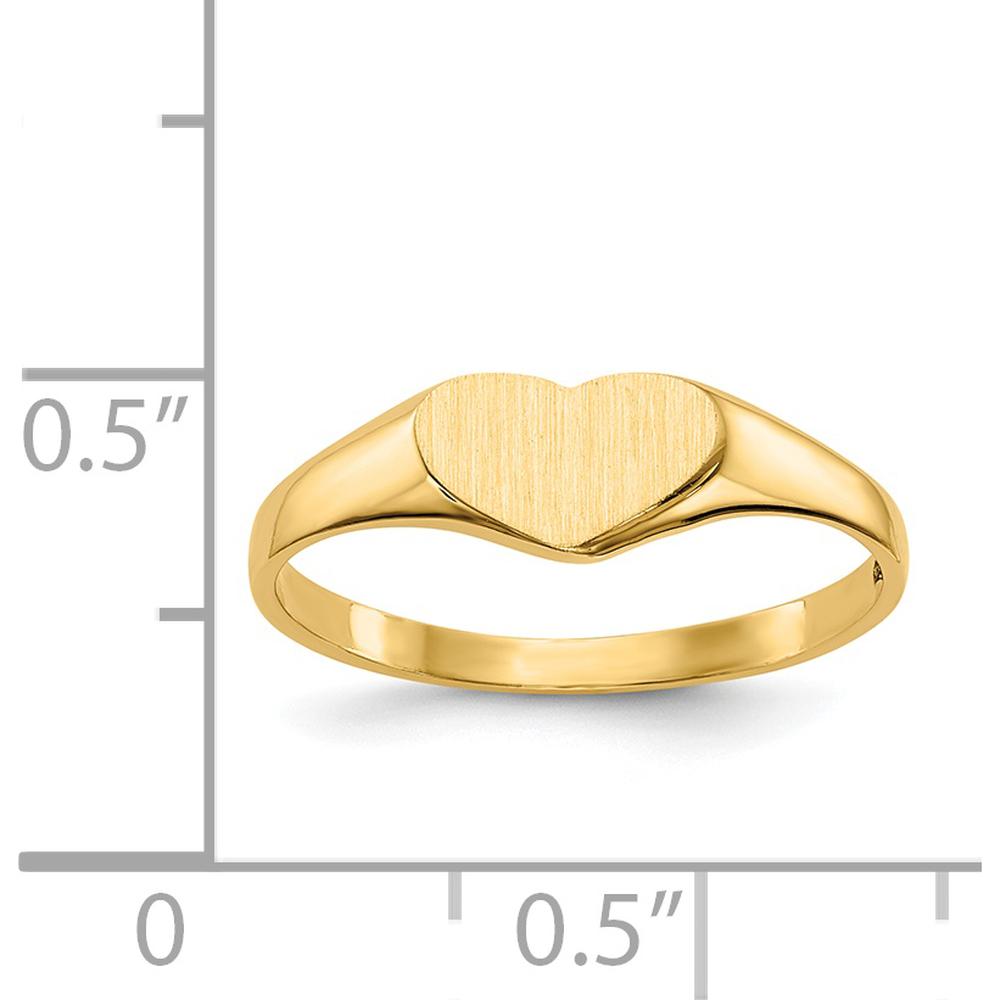 14K Yellow Gold Heart Signet Ring with Satin Finish and Tapered Band by Oro Pregiato