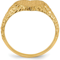 14K Yellow Gold Heart Signet Ring with Satin Finish - Unisex Design by 0
