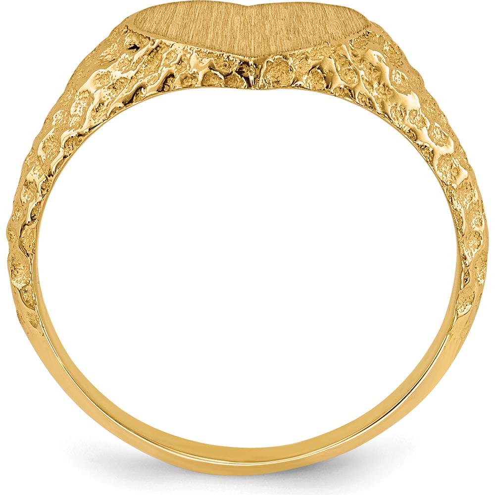 14K Yellow Gold Heart Signet Ring with Satin Finish - Unisex Design by 0