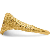 14K Yellow Gold Heart Signet Ring with Satin Finish - Unisex Design by 0