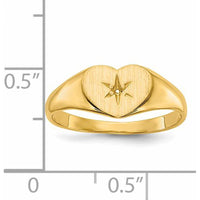 14K Yellow Gold Heart Signet Ring with Star Diamond - 0.01 Carat Diamond Weight by 0