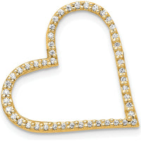 14K Yellow Gold Heart Slide Pendant with Round Diamonds - 0.004 Carat Total Diamond Weight by Oro Pregiato