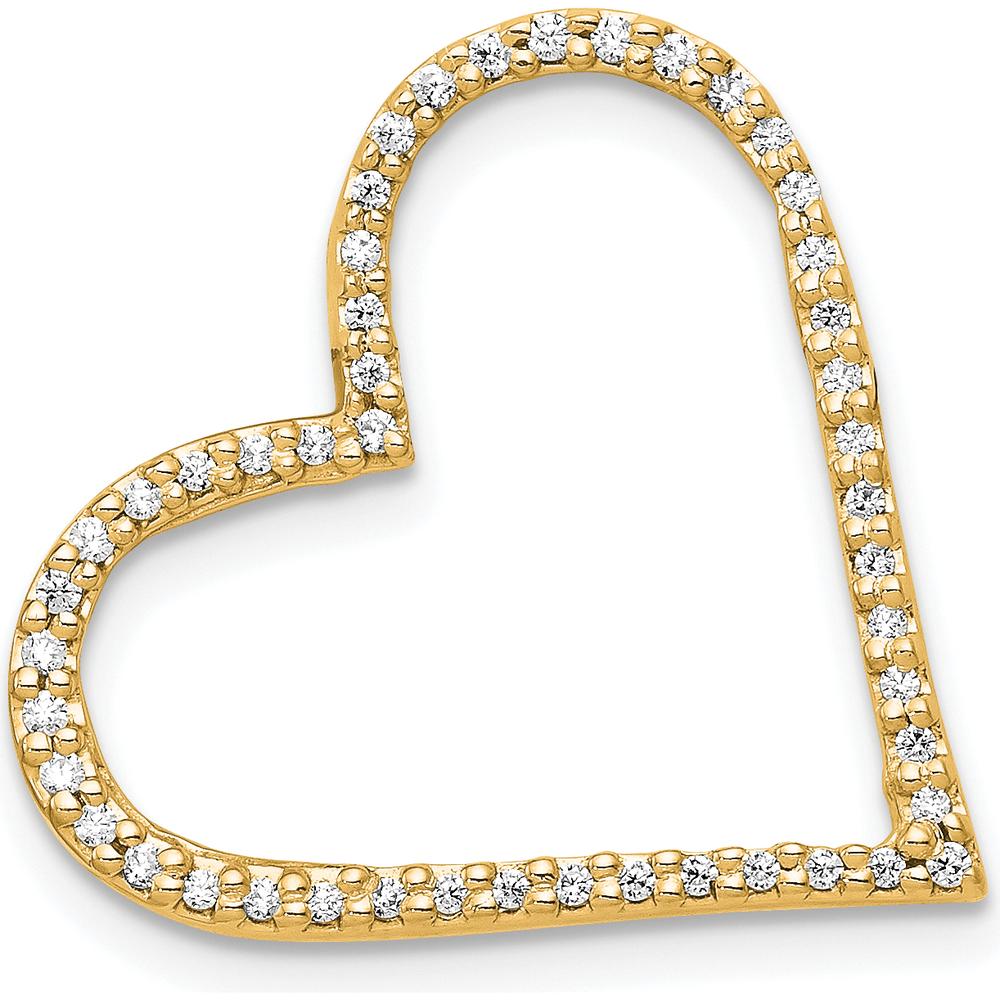 14K Yellow Gold Heart Slide Pendant with Round Diamonds - 0.004 Carat Total Diamond Weight by Oro Pregiato