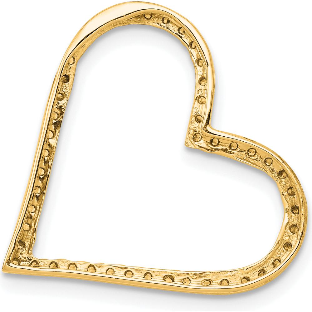 14K Yellow Gold Heart Slide Pendant with Round Diamonds - 0.004 Carat Total Diamond Weight by Oro Pregiato